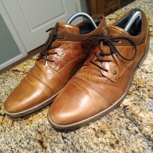 Bullboxer Davide Brown Leather Lace Up Casual Oxfords Dress Shoes Men's Sz 8